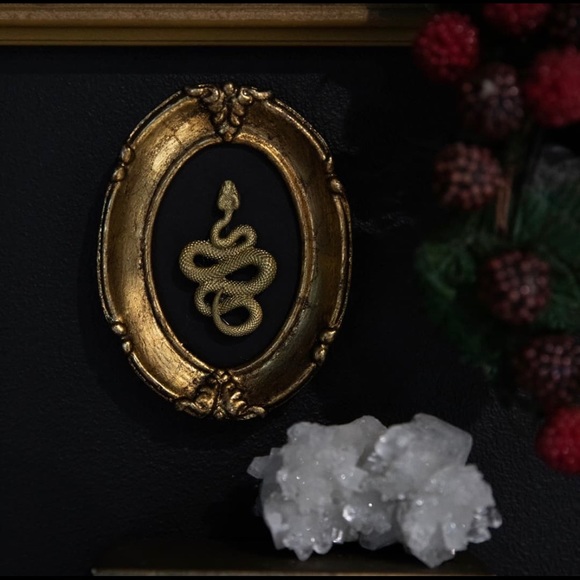 Other - Tiny Gold Snake in Ornate Victorian Frame Gothic Eclectic
